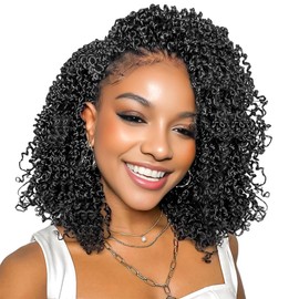 Osuntress 10 Packs Yanky Crochet Passion Twist Hair 10 inch,Pre-twisted Short Mini Spring Twists Micro Kinky Curly Braids 1B (Natural Black)