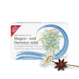 H&S Stomach and Intestinal Tea Mild: Medicinal Tea No. 10 with Yarrow Herb, Anise, Fennel, Cumin, Chamomile for Stomach and Intestines, 20 x 2 g