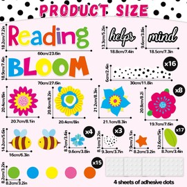 Spring Reading Flower Bulletin Board Decorations Set Classroom Floral Bulletin Board Border Cutouts Reading Helps Your Mind Bloom Bulletin Board Craft School Library Wall Chalkboard Decor Supplies
