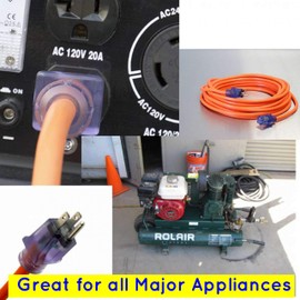 pizety 10/3 Extension Cord 25 ft 10 Gauge Extension Cords Indoor/Outdoor Power Extension Cord with Lighted End 25 Foot Generator Extension Cord 25 ft 10 Gauge Heavy Duty