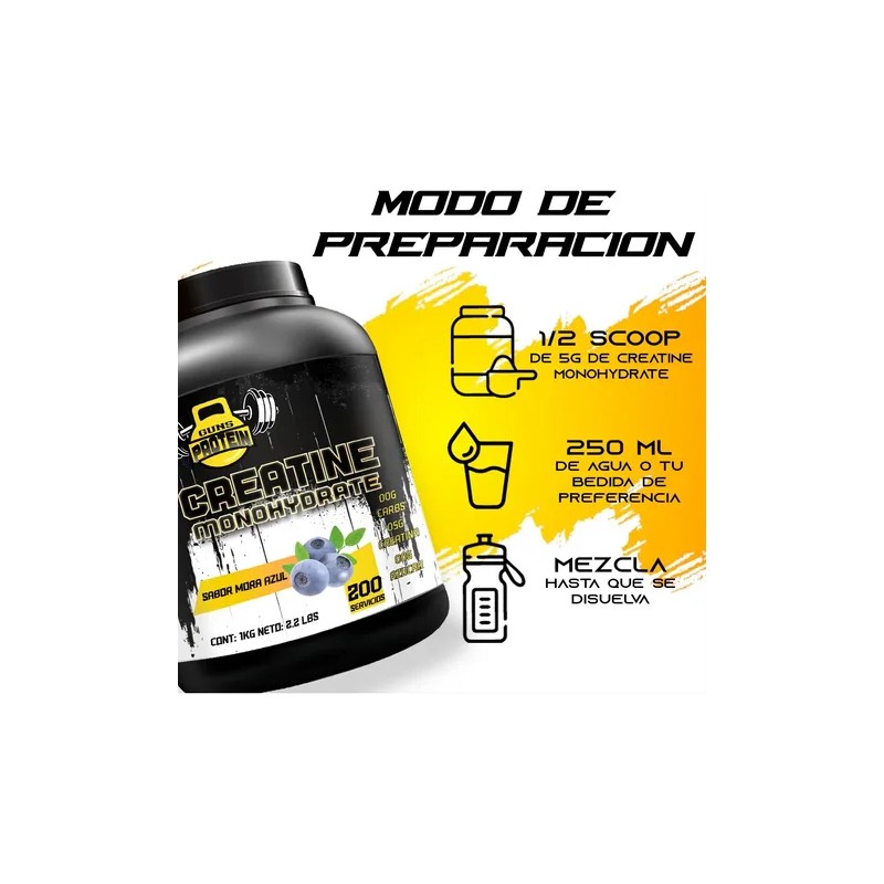 Creatina Monohidratada Guns 1k 200 Varios Sabores