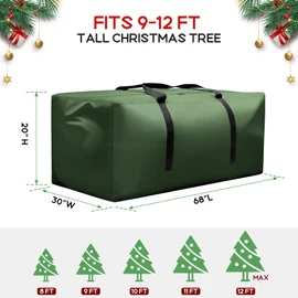 Moutosne Christmas Tree Storage Bag Fits 9-12 ft Tall Christmas Tree, Outdoor Patio Cushion Storage Bag 420D Oxford Waterproof Extra Large with Zipper and Handles 68x30x20 Inches (Green, 2P)