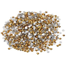 PATIKIL SS16/1440Pcs Glass Diamante Rhinestone, Crystal Glass Flat Back Rhinestones Round Crystal Man Made Gems Diamond Decor for Nail Art Craft Clothes DIY Makeup, Gold Tone