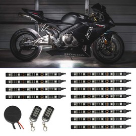 LEDGlow 12pc Advanced White LED Motorcycle Accent Neon Underglow Lighting Kit - 4 Patterns - 4 Brightness Levels - 6" Flexible Light Strips - Includes Waterproof Control Box & 2 Wireless Remotes