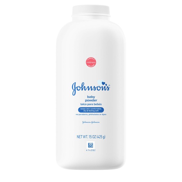 Johnson's Baby Powder for Delicate Skin, Hypoallergenic and Free of Parabens, Phthalates, and Dyes for Baby Skin Care, 15 oz