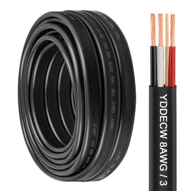 YDDECW 8/3 NM-B Wire with Ground - 25FT 8 Gauge Non-Metallic Sheathed Cable Pure Copper 8 AWG 3 Conductor Residential Indoor Wire for Outlets, Switches and Other Loads etc.