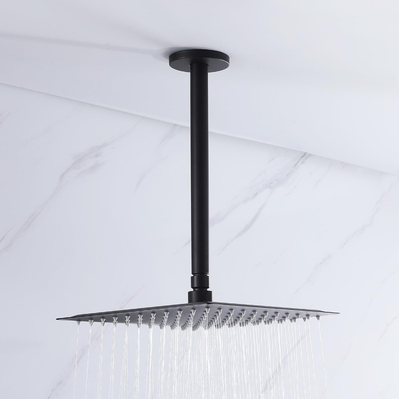 12 Inch Ceiling Mounted Shower Arm with Large Flange, Matte