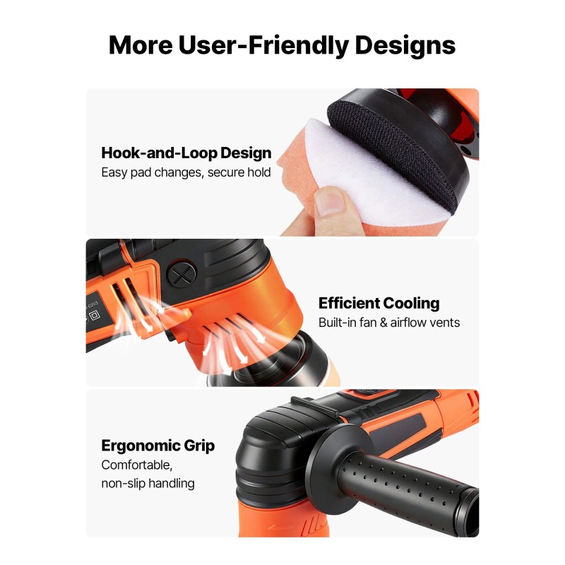 "600W 6-Speed Car Buffer Polisher Waxer Kit (1.2"/2"/3") for Cars