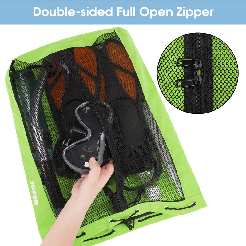WANDF Swim Bag Mesh Drawstring Backpack Beach Backpack for Swimming,