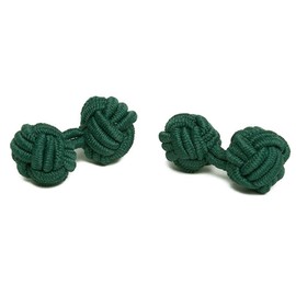 Jacob Alexander Pair of Solid Color Silk Knot Cufflinks - Forest Green