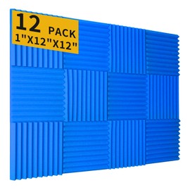 Saiqiang 12 Pack Sound Proof Foam Panels for Walls,1" X 12" X 12"Acoustic Foam Panels,Acoustic Foam Panelsfor Sound Studio, Podcast Recording, TV Room (1 Inch 12 Pack, blue)