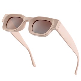 EYLRIM Thick Square Frame Sunglasses for Women Men Chunky Rectangle Polarized Sunglasses UV400 Protection(A3 Beige/Gradient Brown)