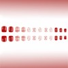 Valentines Press on Nails Short Square Red Fake Nails Nude