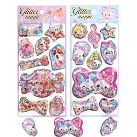 Bookwarm Water Seals, 3D Decorative Stickers for Notebooks, Exquisite Patterns, Sequins, Squishy, Cute, DIY Gift, Unique Cute Gift (Set of 010, 2 Sheets)