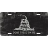 Smart Blonde Gadsden Flag On Black Metal License Plate
