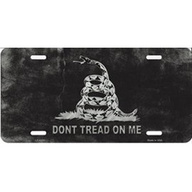 Smart Blonde Gadsden Flag On Black Metal License Plate