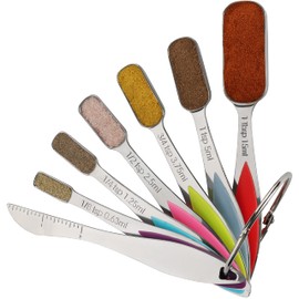 Stainless Steel Measuring Spoons Set of 7 Heavy Duty Measure Spoon for Measuring Dry and Liquid Ingredients Fits in Spice Jar
