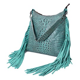 American Darling Messenger Crocodile Embossed Genuine Leather Western Women Bag Handbag Purse | Cute