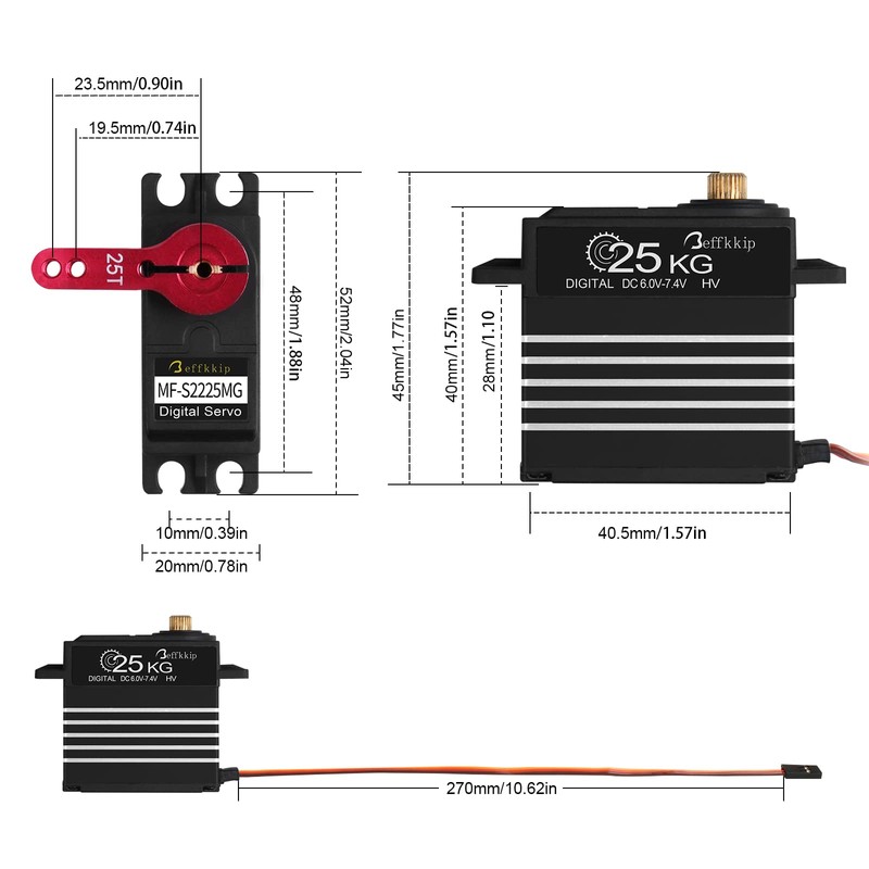 2Pack 25KG Digital Servo Motor High Torque RC Servo Full