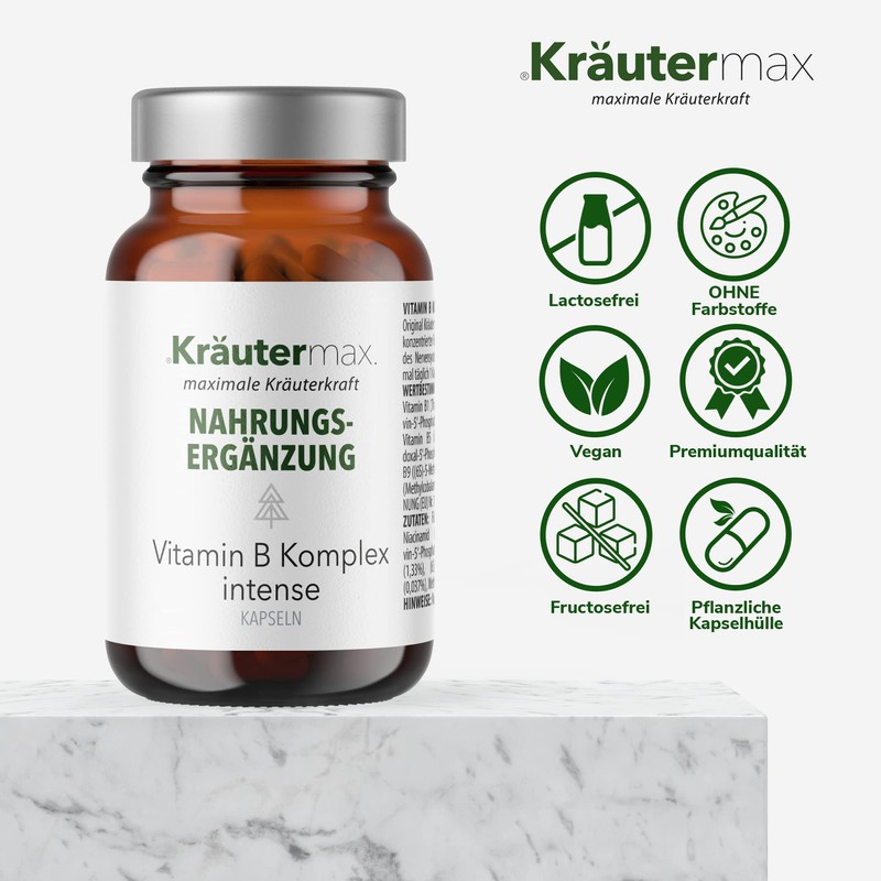Kräutermax Vitamin B Complex Vitamin B Capsules High Dose B