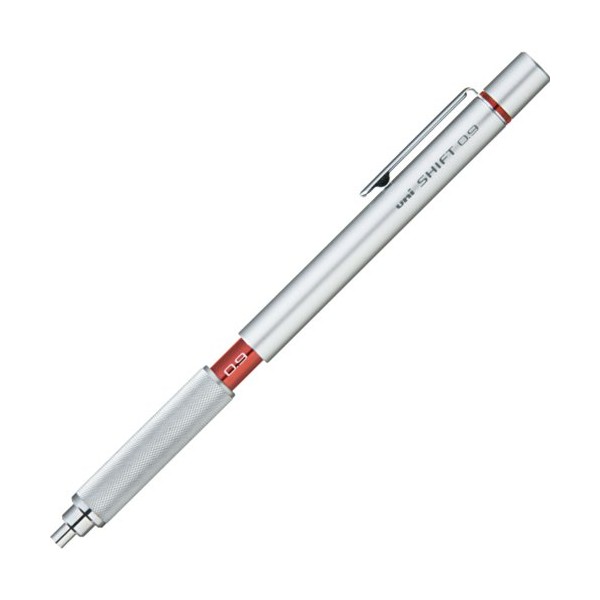 Uni M91010.26 Shift Pipe Lock Drafting 0.9mm Pencil, Silver Body with Red Accent (M91010.26)