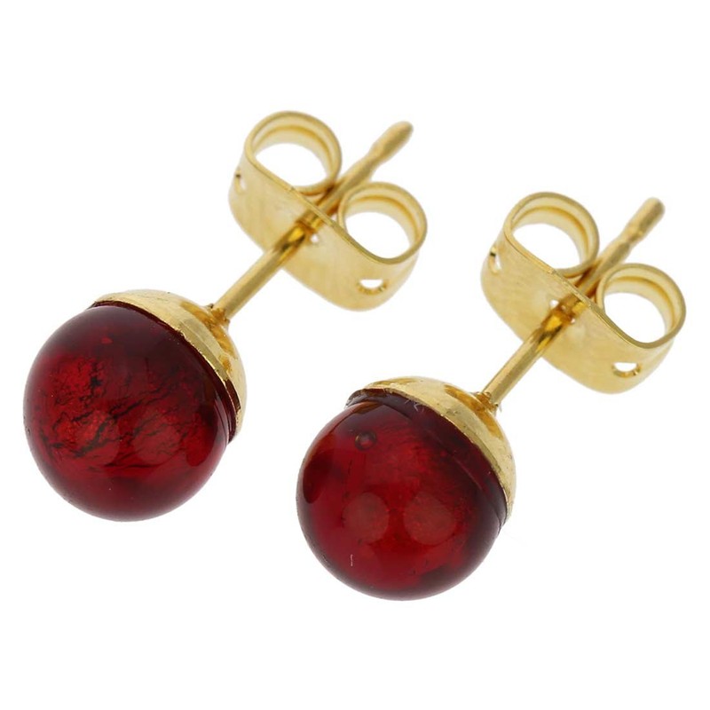 GlassOfVenice Murano Glass Tiny Stud Earrings - Ruby Red