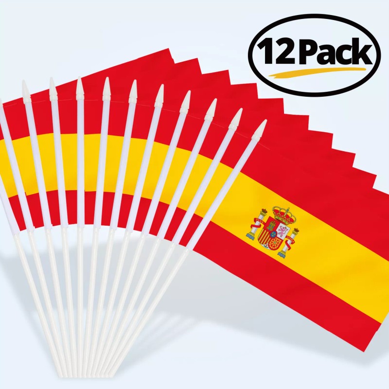 Anley Spain Mini Flag 12 Pack - Hand Held Small