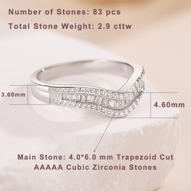 Newshe Jewellery Wedding Bands for Women AAAAA Cz 925 Sterling Silver Eternity Promise Rings for Her Trapezoid Size 5