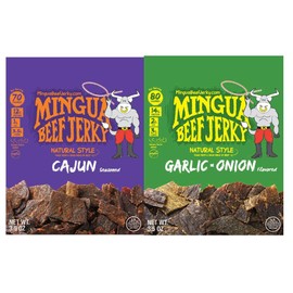 Mingua Beef Jerky - Two Cajuns + Two Garlic & Onions, 3.5 ounces, 14.0 Ounce