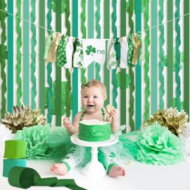 Crepe Paper Green Crepe Ribbons 4.5 cm x 25 m Crepe Paper Crepe Paper for Wedding Birthday Party Celebration Decoration Paper Folds Crafts Paper Art Background Streamers Paper Maypole Ribbons