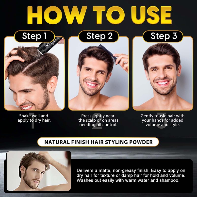 Texture Powder, Hair Styling Powder for Men, Non-Greasy Finish 1.05oz