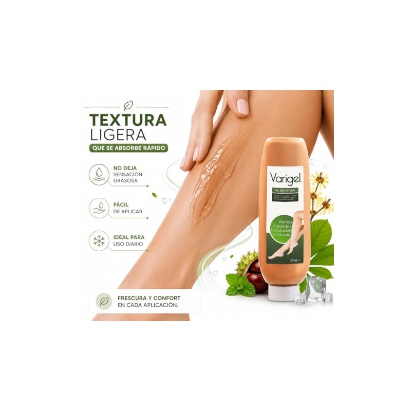 Varigel 225gr Gel Piernas Cansadas Varices Mala Circulación Arañitas
