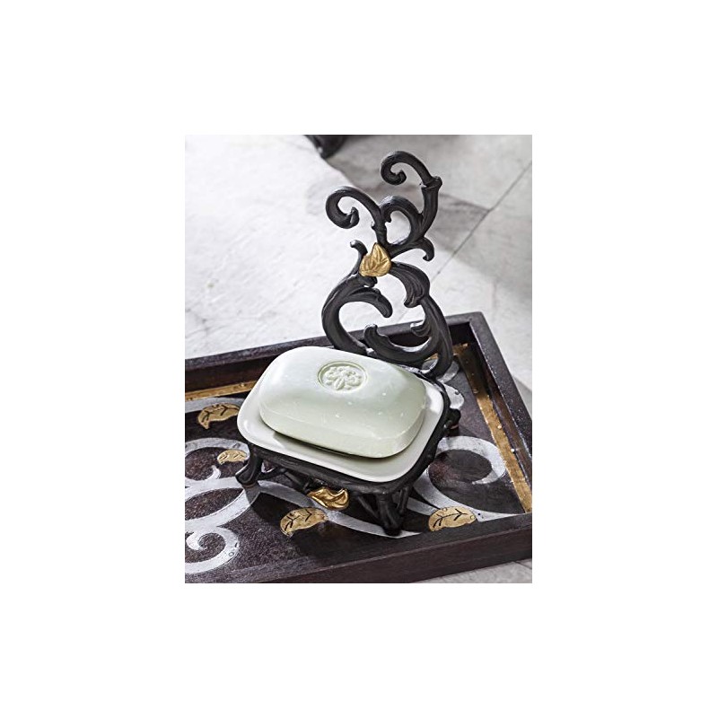 4.4"L x 4"W x 7.1"H Gold Leaf Metal Spoon Rest