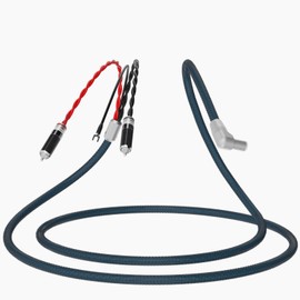 Monosaudio High End Turntable Cable 1.5 m Tonearm Cable Phono Cable 5N OFC Silver-Plated Conductor, Silver-Plated 2RCA to Gold-Plated 5-Pin Tonearm Socket Angle Vinyl Cable with Earthing for Turntable