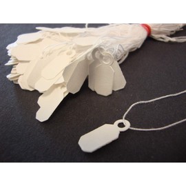OMG 100 Mini White Strung Jewellery Tags Size: 8mm x 19mm