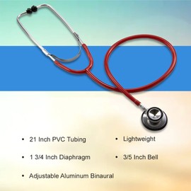 McKesson Stethoscope, Lightweight, Double-Sided Chestpiece, Adjustable Binaurals, Red, 22 in, 1 Count