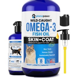 Omega 3 Fish Oil for Cats - Better Than Salmon Oil - Kitten & Cat Vitamins and Supplements - Cat Dandruff Treatment - Liquid Fish Oil for Pets - Shedding Support - Cat Health Supplies for All Ages