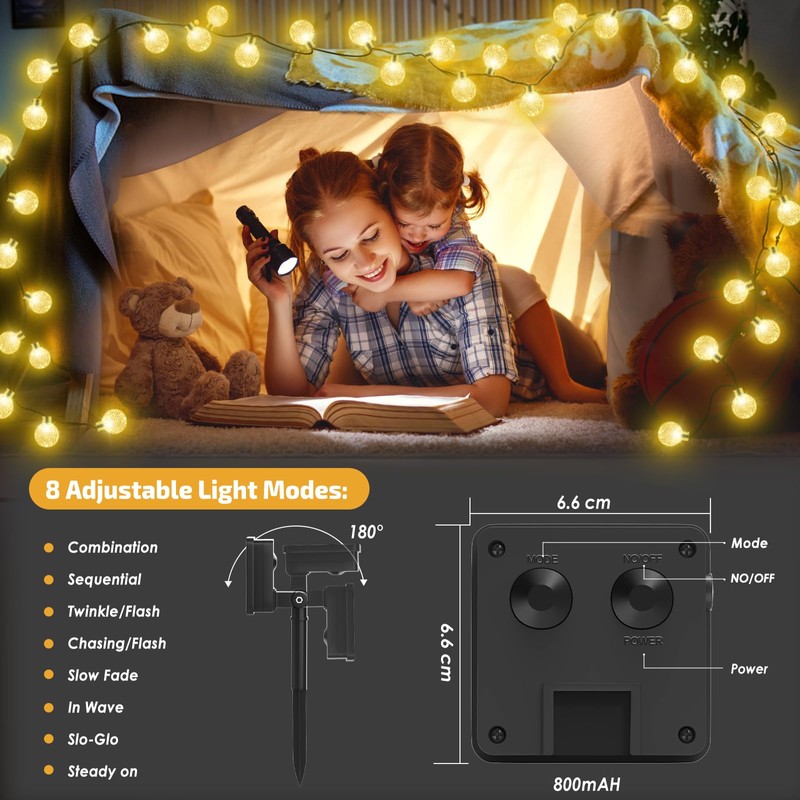 Solar Garden Lights Outdoor, 26.6Ft 30LED Solar String Lights, Solar