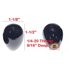 Unbranded 2 x Black Oval Ball Knobs Plastic 1/4-20 Female Thread Blind Tap Machine Shift