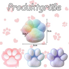 Pack of 4 Cat Paws Squishy, Cat Paw Squishy, Anti-Stress Toy Squishy Paw, Fufu Squishy Squishy Squishy Cat Paw Girls and Boys for Relaxing (Pink, Purple, Colour, Blue)