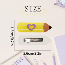 10 Pcs Yellow Pencil Hair Clips,Back To School Alligator Clips,Glitter Pencil Barrettes Hairpin for Girls,Student Teacher Hair Accessories for Thin Or Thick Hair