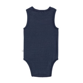 LÄSSIG TENCEL™ Lyocell Sleeveless Rib Knit Bodysuit with Press Stud / Sleeveless Body Navy, Size 86/92