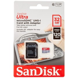 SanDisk Ultra 32GB microSDHC Memory Card + SD Adapter with A1 App Performance Up to 120MB/s, Class 10, UHS-I
