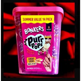BONKERS 14pk Bonkers Purr Pops Chicken Licks-Cat Treats Ltd Edition (1 Box Of 14ct)