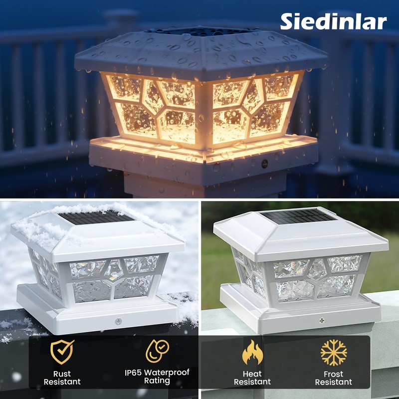 SIEDiNLAR Solar Post Lights Outdoor 6 Pack 4 Modes 40