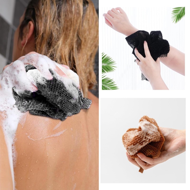 4 Pcs African Exfoliating Net Sponge, 31.5 Inch Long Exfoliating