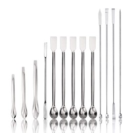 14Pcs Stainless Steel Lab Spatula Micro Scoop Reagent Laboratory Mixing Spatula 22cm Long Sampling Spoon