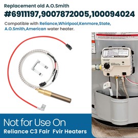 21" 100112328 Thermopile for Water Heater, 750 Mini-Volt Thermocouple Compatible with Reliance, Whirlpool, A.O.Smith, Kenmore, American Water Heater, Replace Model 6911197, 9007872005, 100094024, etc.
