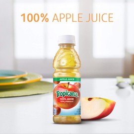 Tropicana 100% Apple Juice, Single Serve, 15.2 Fl Oz Bottles (Pack of 12) - Real Fruit Juice, Vitamin C Rich, No Added Sugars, No Artificial Flavors