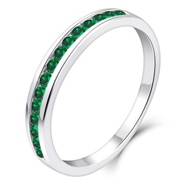 YL Stackable Ring Sterling Silver Created Emerald Eternity Bands for Women-size6